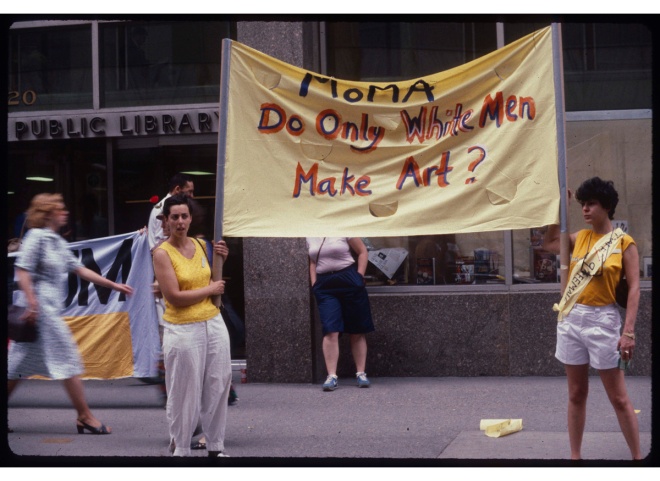 Women Artist Visibility Event outside MoMA 1984